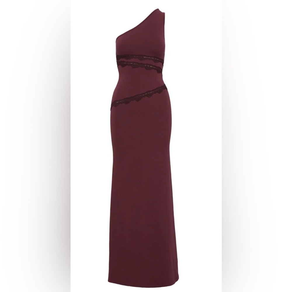 Princess Polly NWT ULTRAVIOLET ONE SHOULDER LACE MAXI DRESS WINE SIZE6